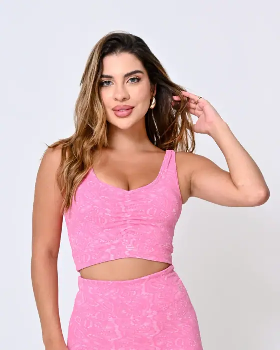 Top c/ Bojo Jacquard Poliamida